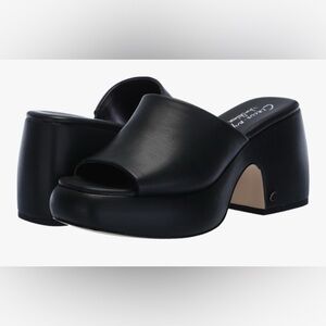 Sam Edelman Circus NY Black Leather Block Heel Sandals- Size 7.5